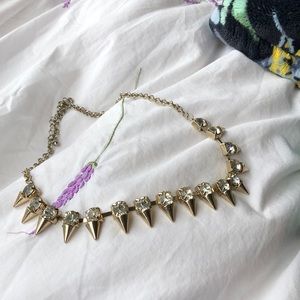 Gold Spike Shiny Diamond Necklace